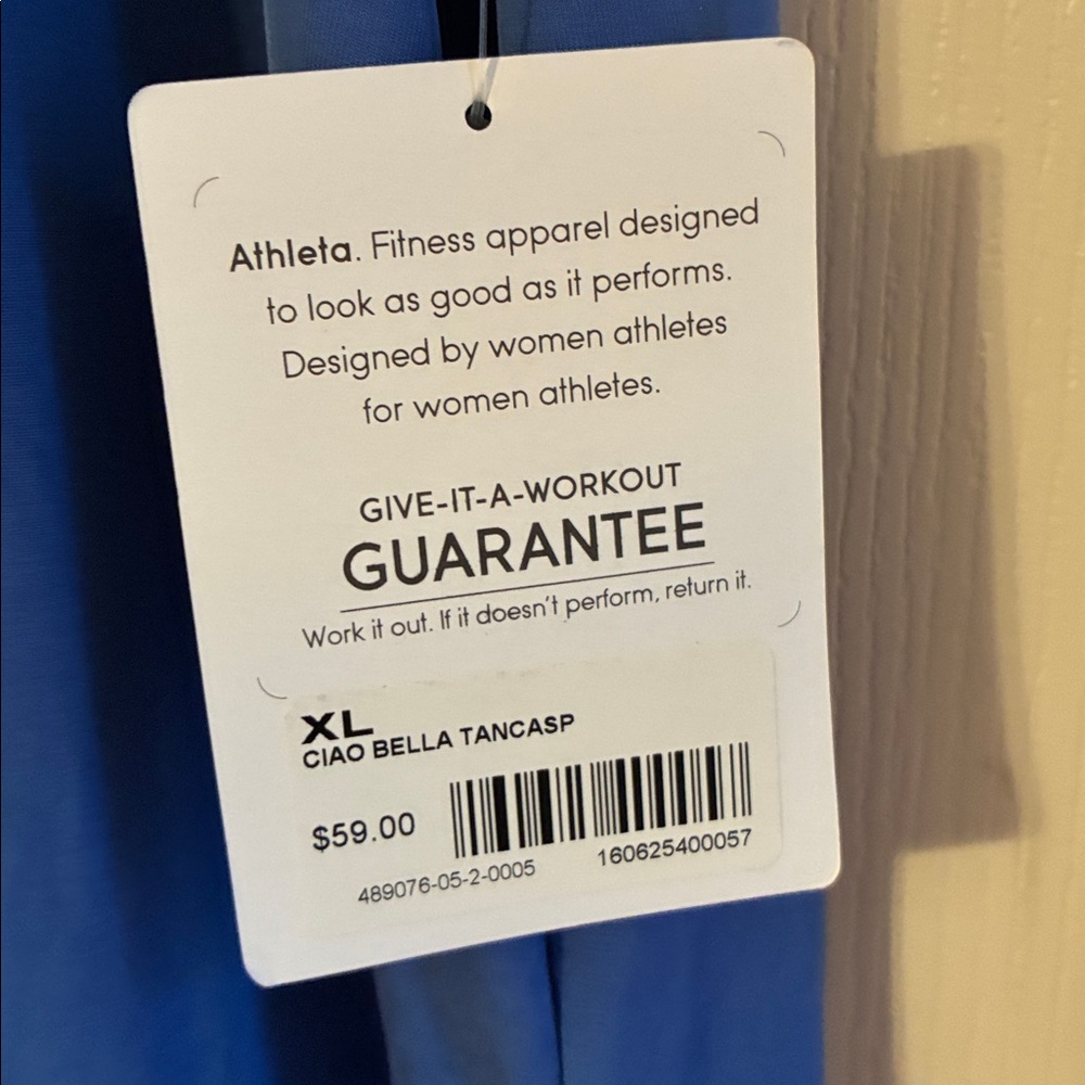 NWT Athleta Ciao Bella Blue Crossover Back Tank Women’s size XL - Picture 6 of 7